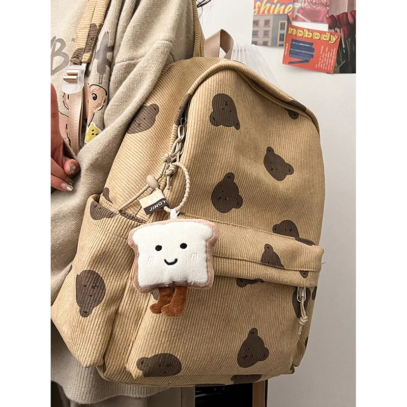 Travel Corduroy Backpack Regular Unisex Cub/Bunny-2