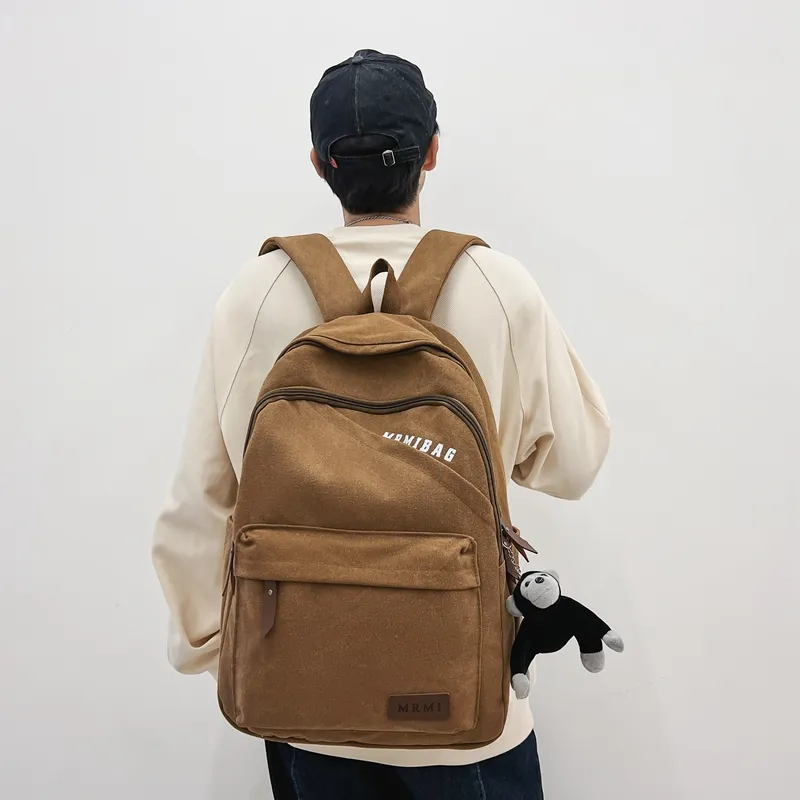 Travel Canvas Backpack Unisex Black/Green/Brown/White/Gray/Khaki-13