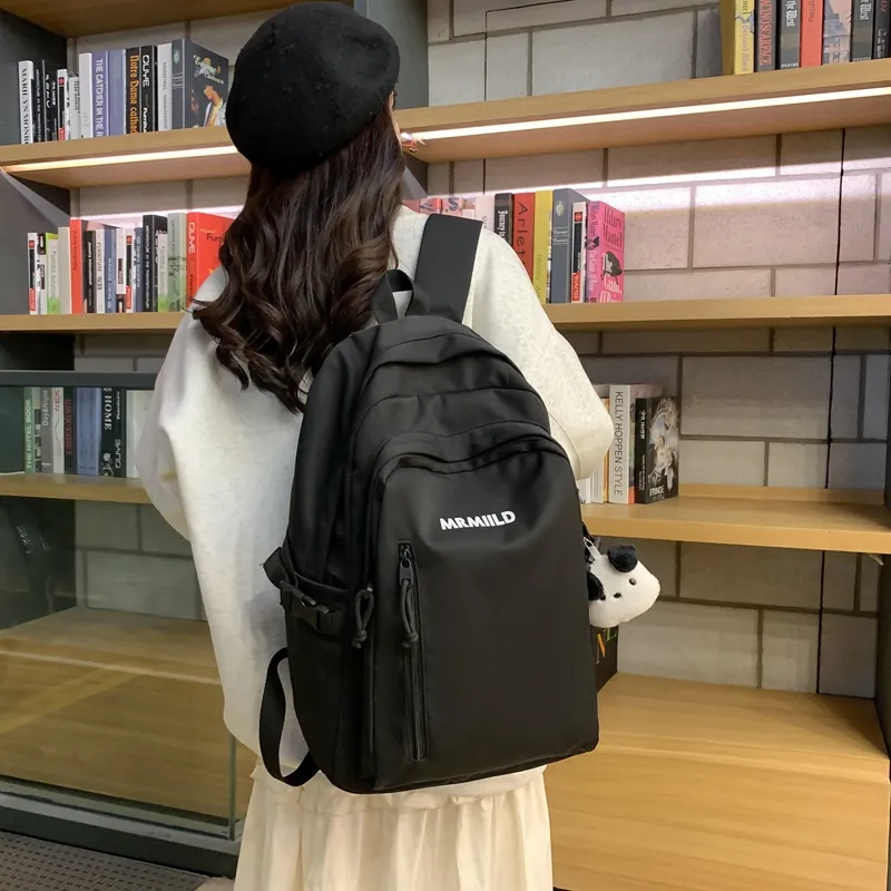 Travel Nylon Backpack Regular Unisex Black/White/Yellow/Pink/Blue-7