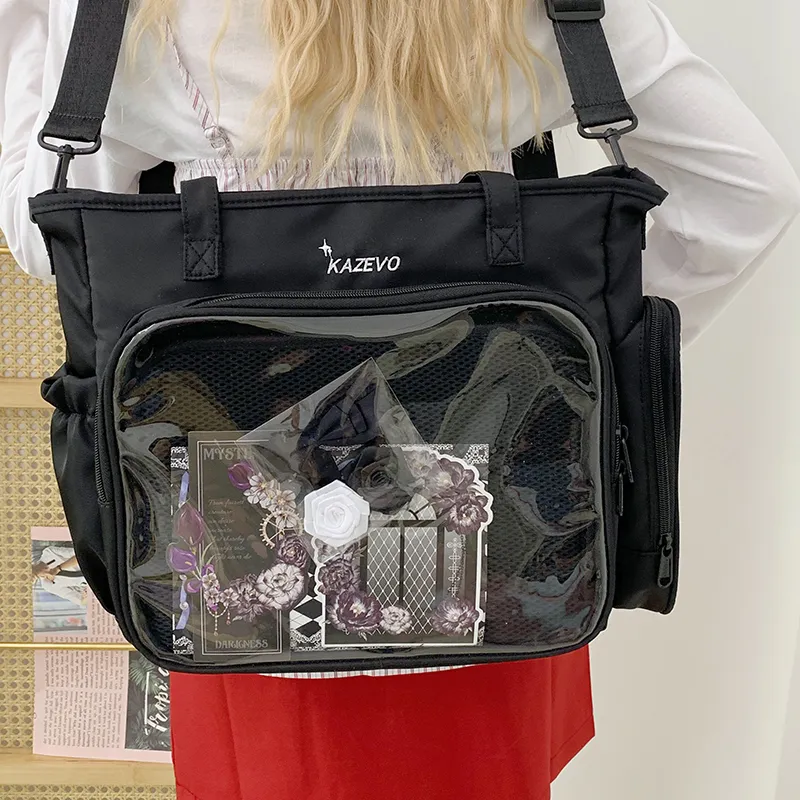 Travel Nylon Fabric One Shoulder Crossbody Backpack Handbag Women's Multicolor-19