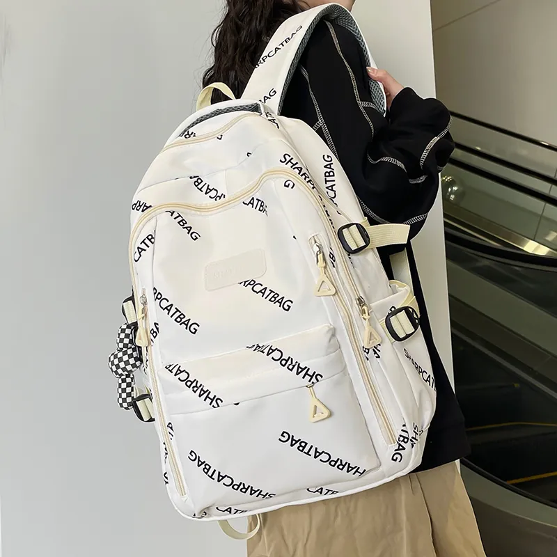 Travel Nylon Backpack Unisex Black/White/Blue/Khaki-8