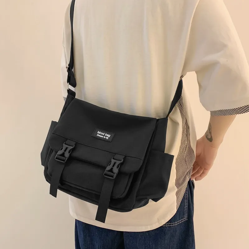 Travel Nylon Crossbody Bag Regular Unisex Black/White/Gray-1
