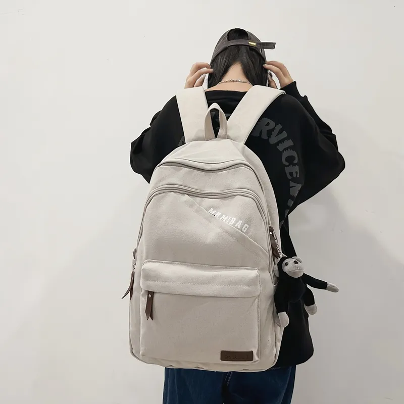 Travel Canvas Backpack Unisex Black/Green/Brown/White/Gray/Khaki-25