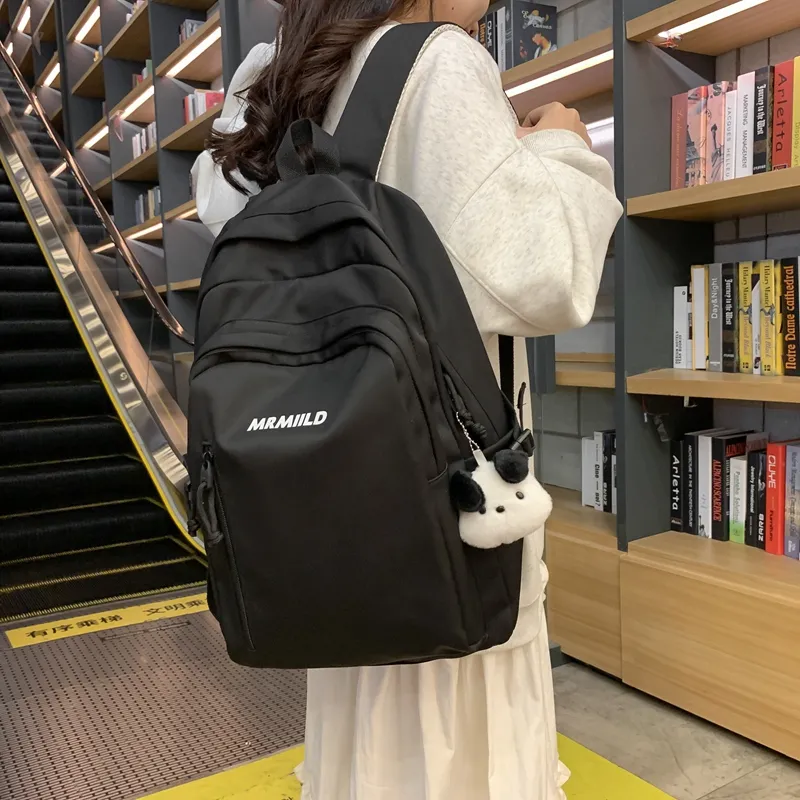 Travel Nylon Backpack Regular Unisex Black/White/Yellow/Pink/Blue-6
