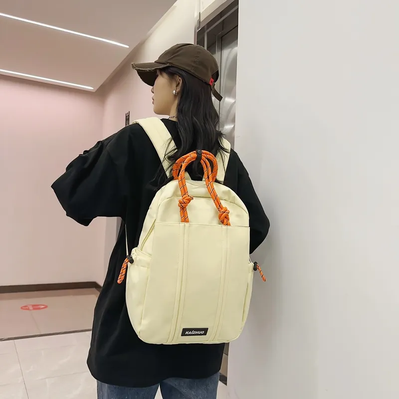 Travel Nylon Backpack Regular Unisex Black/Khaki/Yellow-16