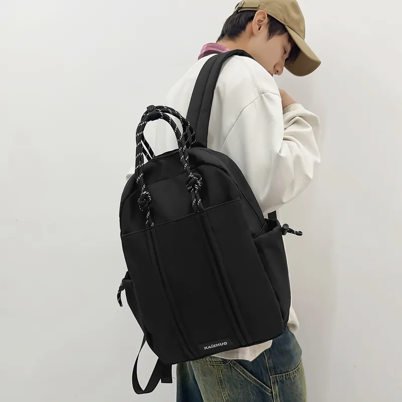 Travel Nylon Backpack Regular Unisex Black/Khaki/Yellow-8