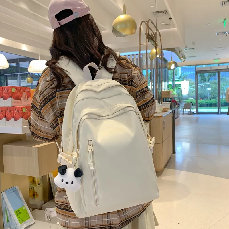 Travel Nylon Backpack Regular Unisex Black/White/Yellow/Pink/Blue-12