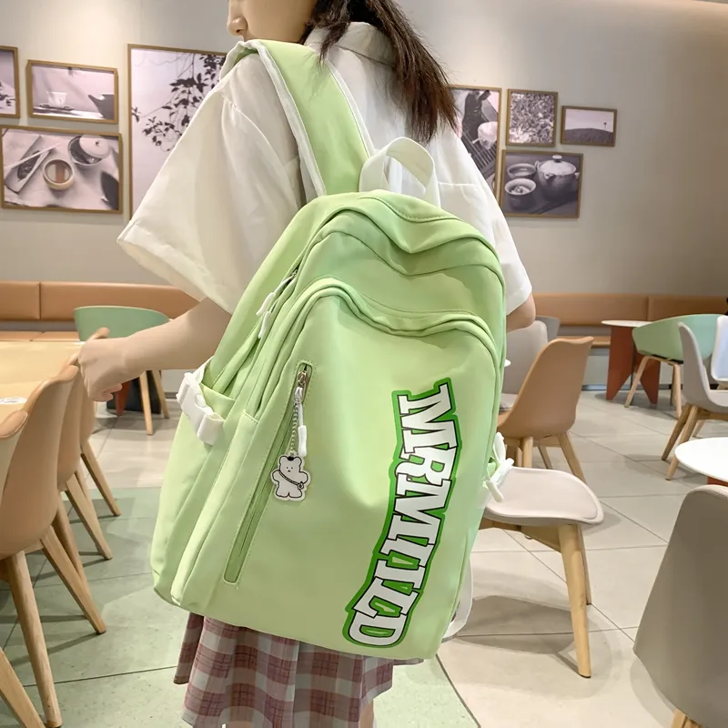 Travel Nylon Backpack Regular Women's Black/Pink/Gray/Green/Blue-9