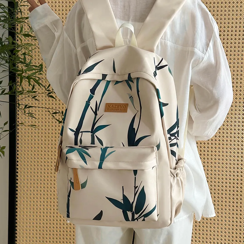 Travel Polyester Backpack Regular Women's Black/White-11