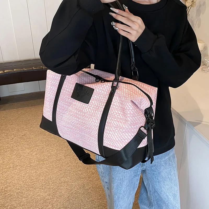 Travel PU Travel Bag Unisex Khaki/Pink/Black/Gray-13