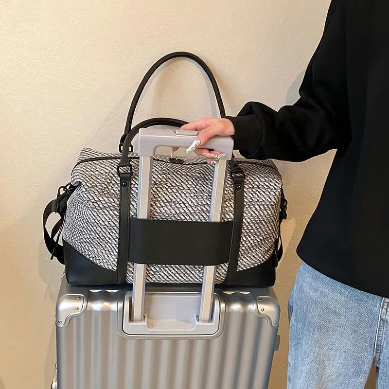 Travel PU Travel Bag Unisex Khaki/Pink/Black/Gray-27
