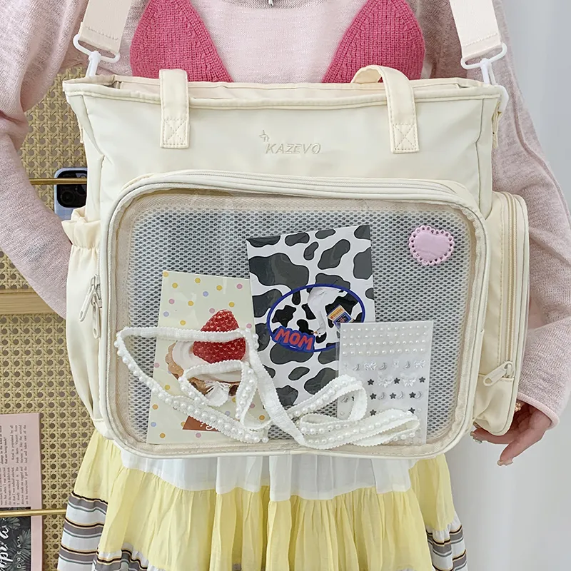 Travel Nylon Fabric One Shoulder Crossbody Backpack Handbag Women's Multicolor-32
