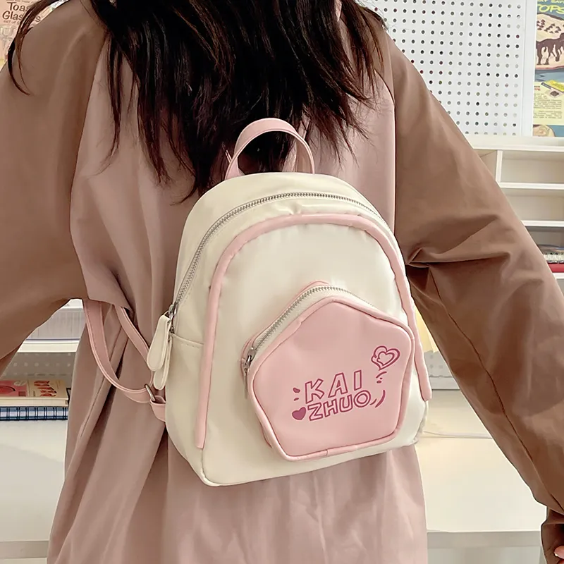 Travel PU Backpack Regular Women's Pink/White-8