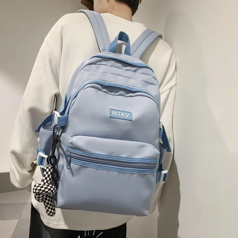 Travel Nylon Backpack Regular Unisex White/Black/Blue/Pink-23