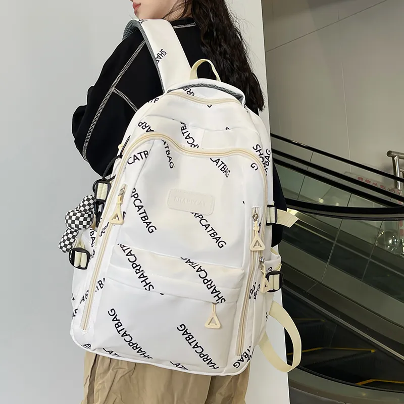 Travel Nylon Backpack Unisex Black/White/Blue/Khaki-9