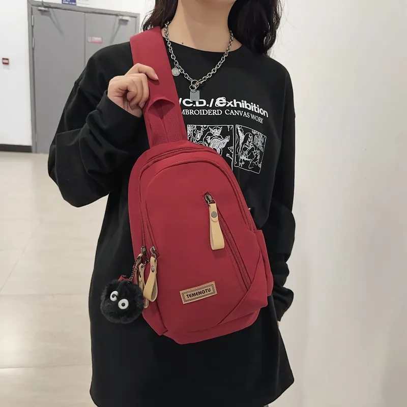 Travel Nylon Shoulder Bag, Crossbody Bag, Sling Bag Regular Unisex Black/White/Coffee/Khaki/Red-27
