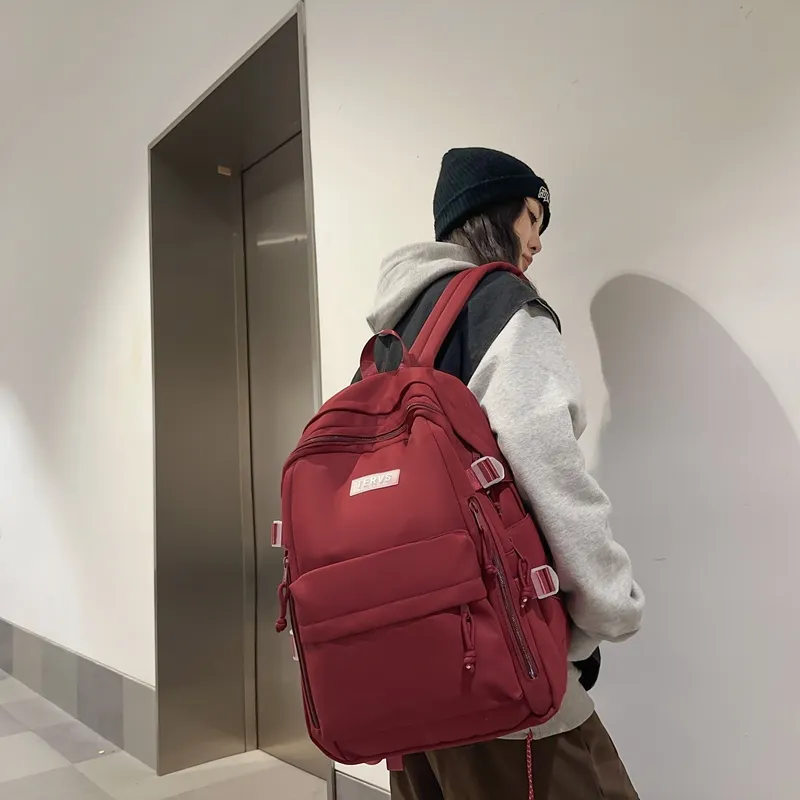Travel Nylon Backpack Regular Unisex Black/White/Red/Green-21