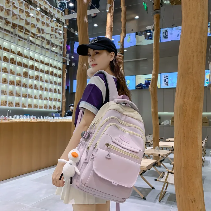 Travel Nylon Backpack Unisex Black/Blue/Purple/Green-22
