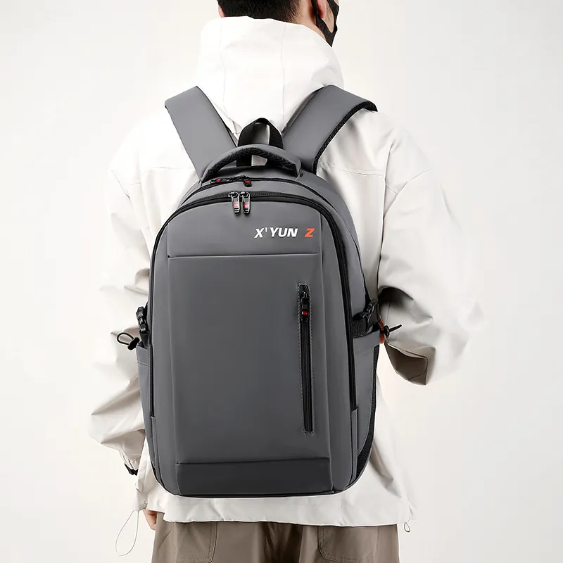 Travel Nylon Backpack Men's Black/Blue/Gray-5