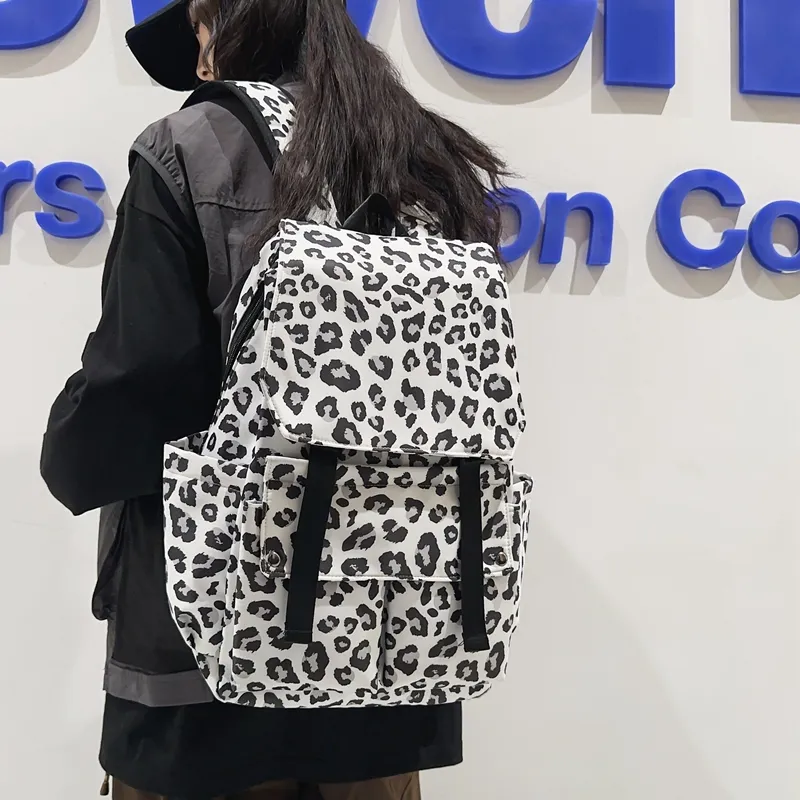 Travel Nylon Backpack Regular Unisex White/Blue/Pink-5