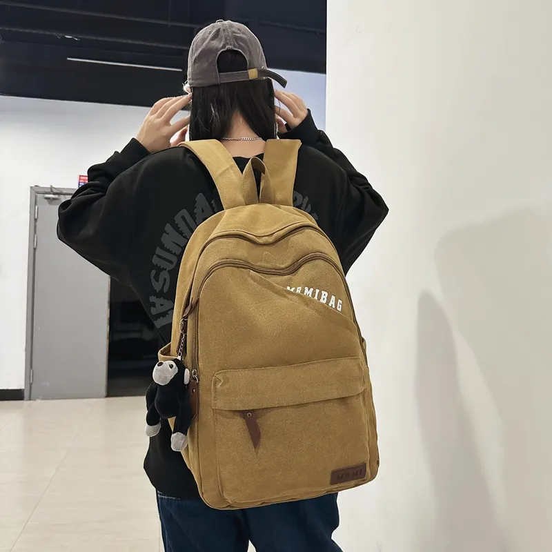 Travel Canvas Backpack Unisex Black/Green/Brown/White/Gray/Khaki-18