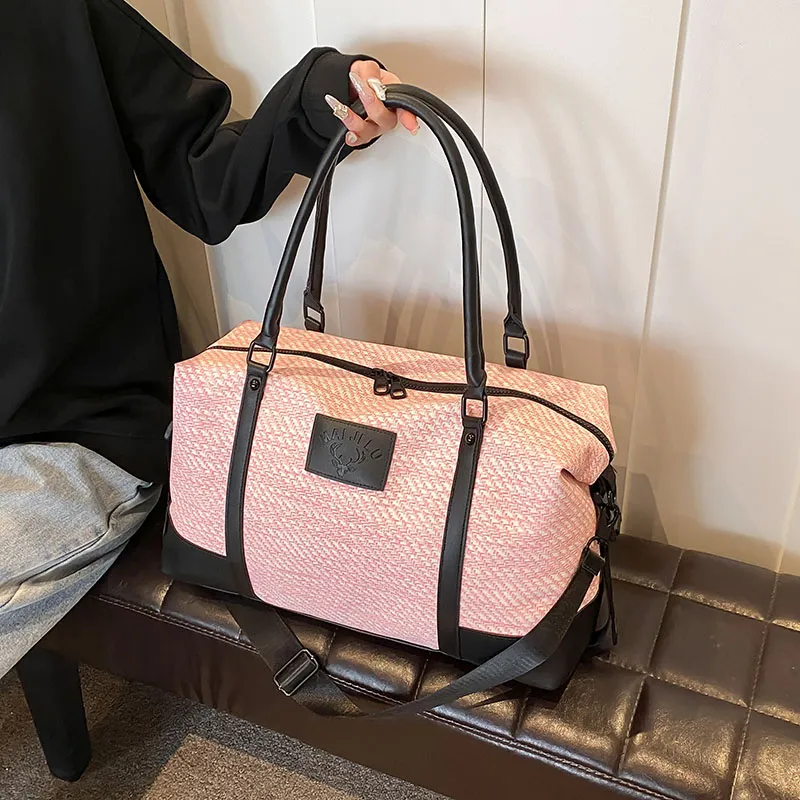 Travel PU Travel Bag Unisex Khaki/Pink/Black/Gray-18
