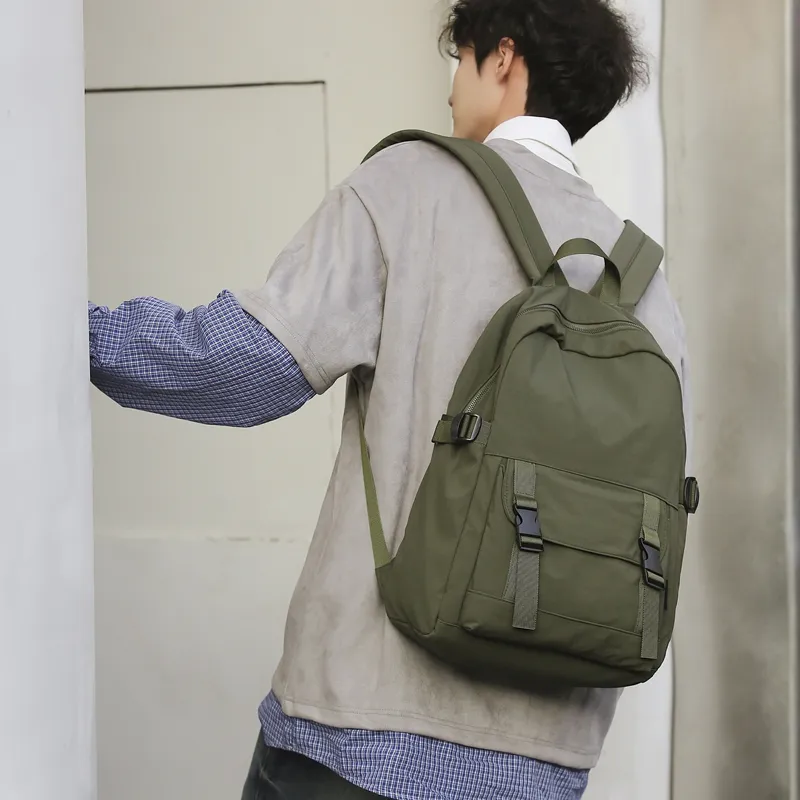 Travel Nylon Backpack Unisex Black/Gray/Khaki/Pink/Green/Purple-15