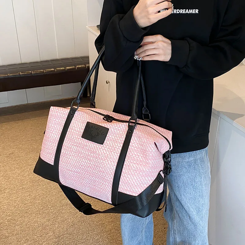 Travel PU Travel Bag Unisex Khaki/Pink/Black/Gray-14