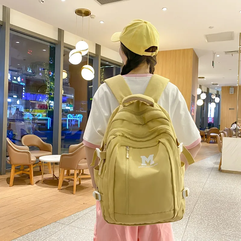 Travel Nylon Backpack Women's Black/Pink/White/Yellow/Light Green-13