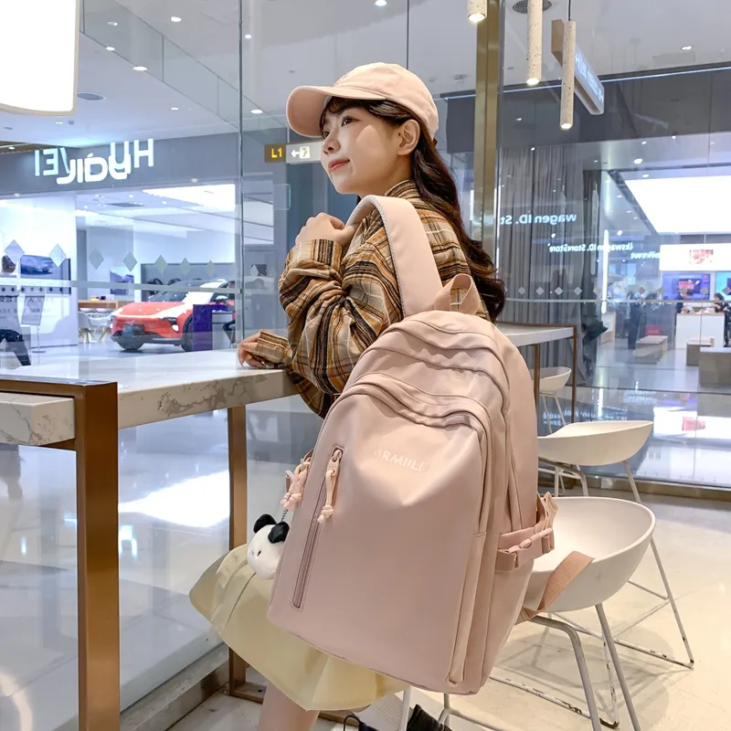 Travel Nylon Backpack Regular Unisex Black/White/Yellow/Pink/Blue-31