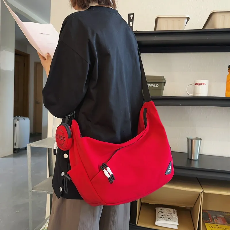 Travel Nylon Shoulder Bag Crossbody Bag Unisex Black/Red/White/Light Gray-8