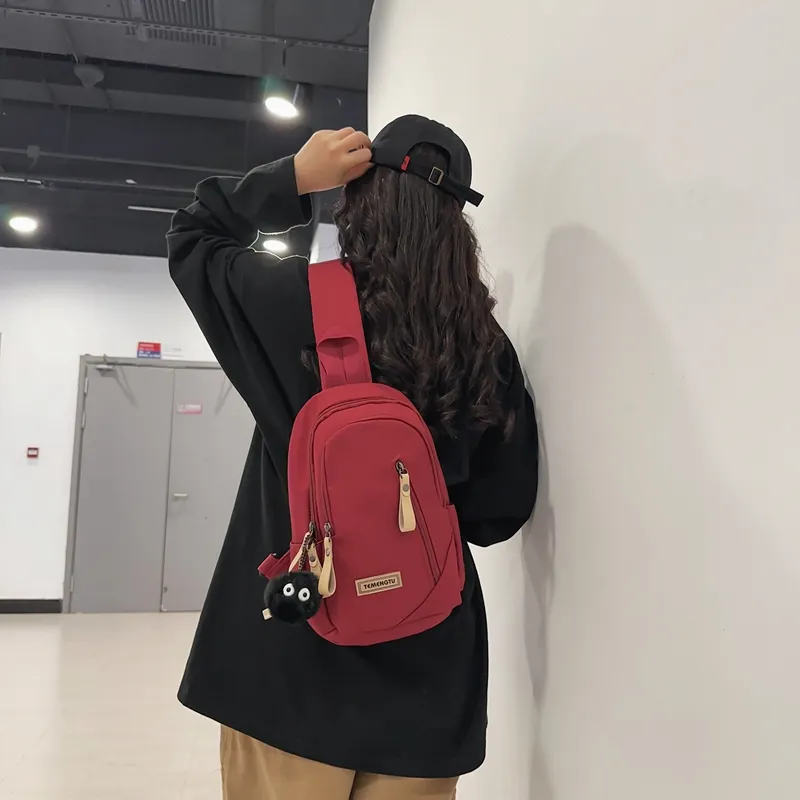 Travel Nylon Shoulder Bag, Crossbody Bag, Sling Bag Regular Unisex Black/White/Coffee/Khaki/Red-23