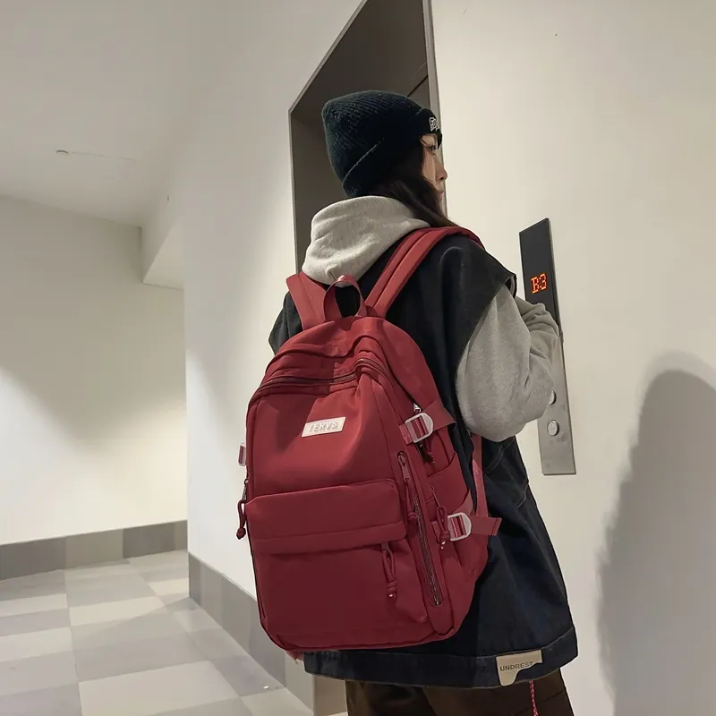 Travel Nylon Backpack Regular Unisex Black/White/Red/Green-26