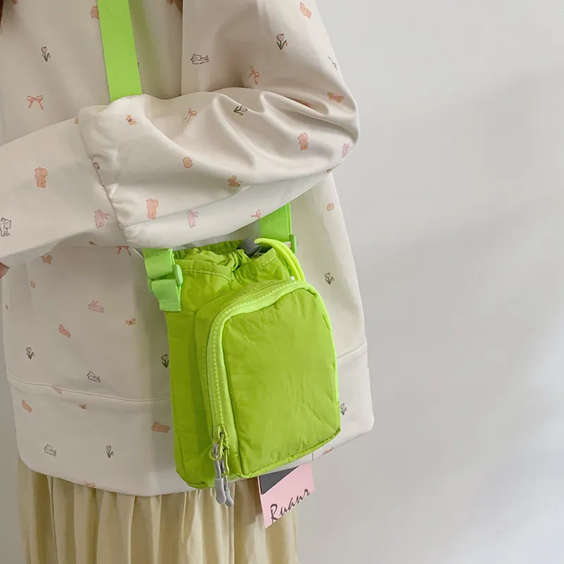 Travel Nylon Fabric Crossbody Bag, Shoulder Bag Unisex Black/Blue/Green/Gray/Pink-18