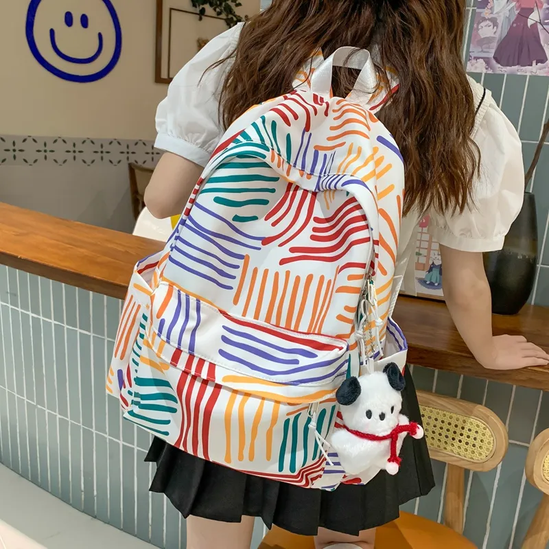 Travel Nylon Backpack Unisex Color Bars/color Numbers-3