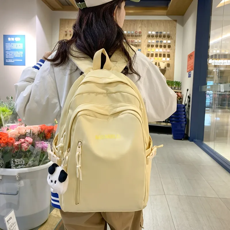 Travel Nylon Backpack Regular Unisex Black/White/Yellow/Pink/Blue-20