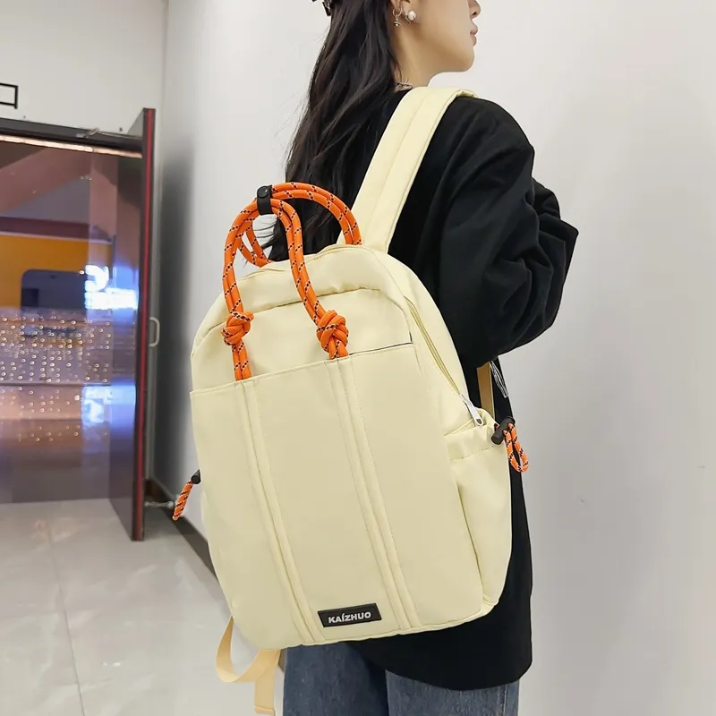 Travel Nylon Backpack Regular Unisex Black/Khaki/Yellow-15
