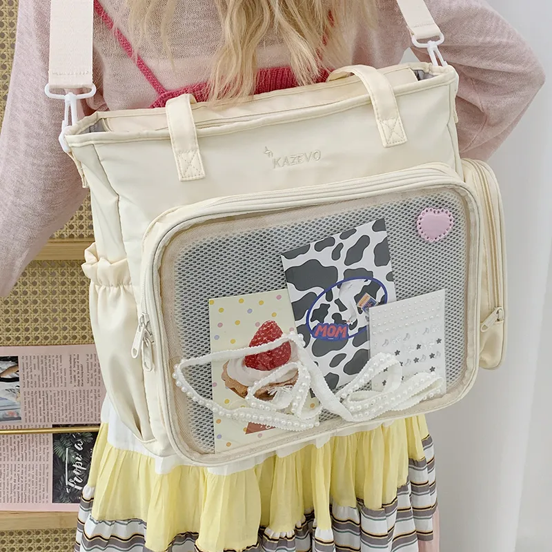 Travel Nylon Fabric One Shoulder Crossbody Backpack Handbag Women's Multicolor-33