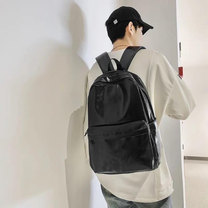 Travel PU Backpack Regular Unisex Black/Gray/Coffee-5