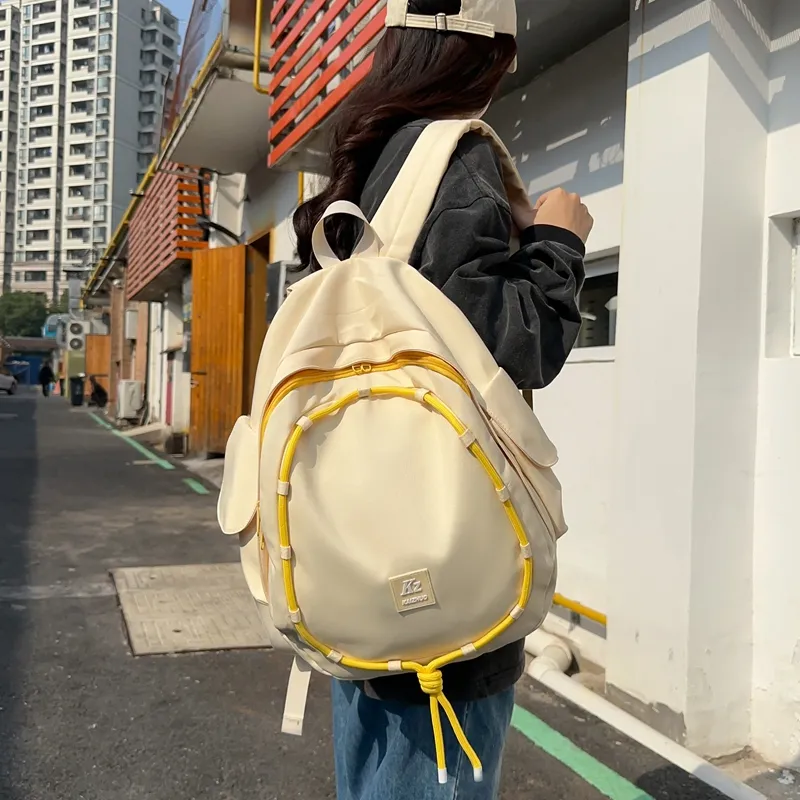 Travel Nylon Backpack Unisex Black/Yellow/Blue-11