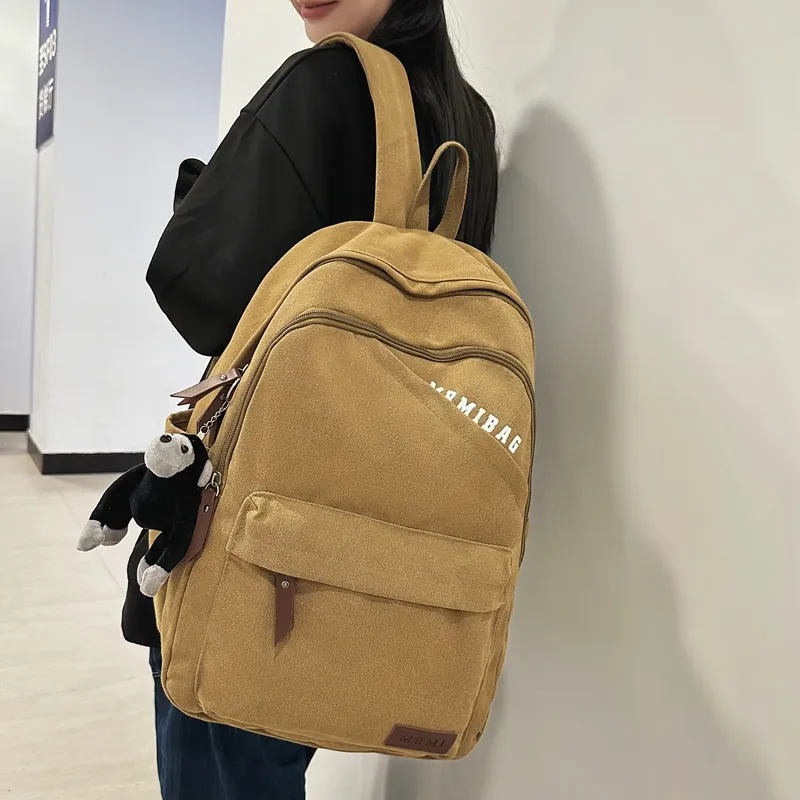 Travel Canvas Backpack Unisex Black/Green/Brown/White/Gray/Khaki-19
