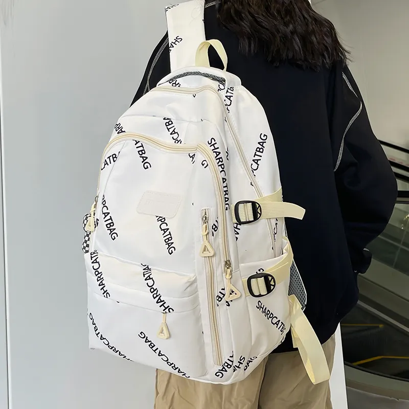 Travel Nylon Backpack Unisex Black/White/Blue/Khaki-10