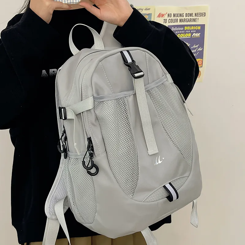 Travel Nylon Backpack Regular Unisex Black/Gray-11