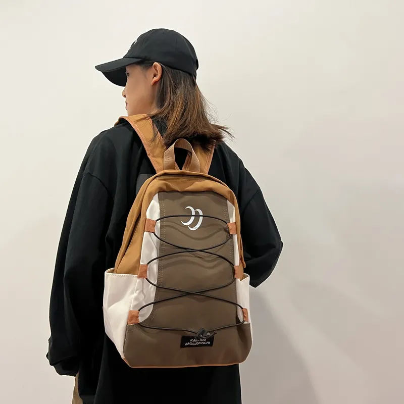 Travel Nylon Backpack Regular Unisex Black/Brown/Dark Blue/Light Blue-7