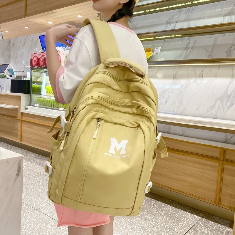Travel Nylon Backpack Women's Black/Pink/White/Yellow/Light Green-11