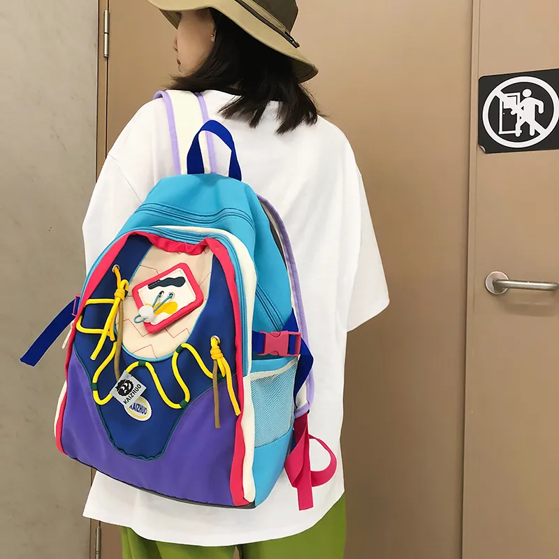 Travel Nylon Backpack Unisex White/Purple-11