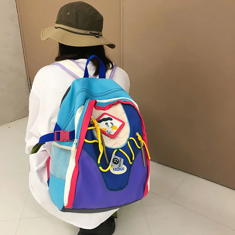 Travel Nylon Backpack Unisex White/Purple-10