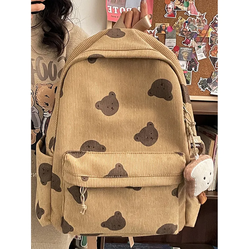 Travel Corduroy Backpack Regular Unisex Cub/Bunny-6