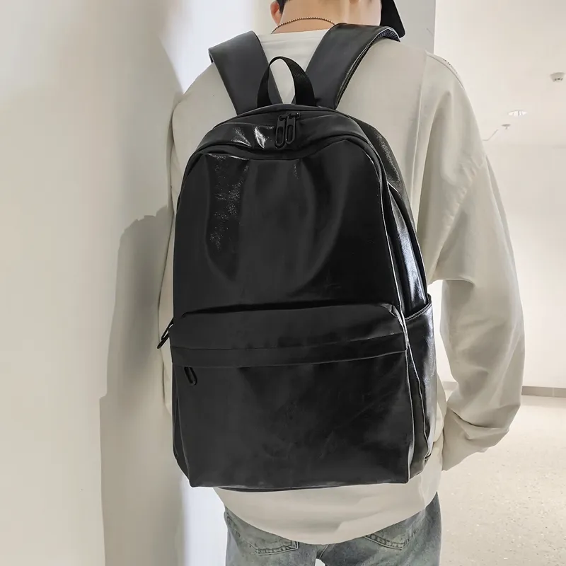 Travel PU Backpack Regular Unisex Black/Gray/Coffee-1