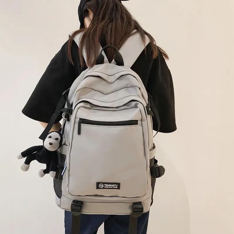 Travel Nylon Backpack Regular Unisex Black/Gray/Red/Light Purple-12